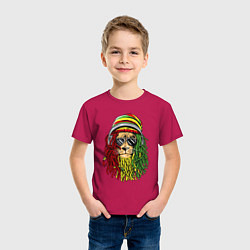 Футболка хлопковая детская Rasta lioN, цвет: маджента — фото 2