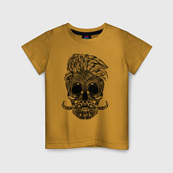 Футболка хлопковая детская Skull hipster, цвет: горчичный