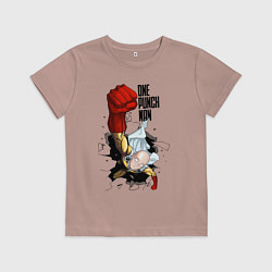 Футболка хлопковая детская Saitama One Punch, цвет: пыльно-розовый
