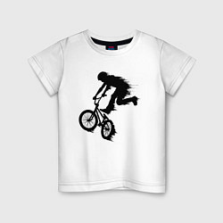 Футболка хлопковая детская ВЕЛОСПОРТ BMX Racing ВЕЛОСИПЕДИСТ, цвет: белый