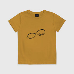 Футболка хлопковая детская Бесконечность любви день влюбленных, цвет: горчичный