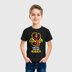 Футболка хлопковая детская Cobra Kai No mercy!, цвет: черный — фото 2