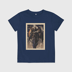 Футболка хлопковая детская Sova арт, цвет: тёмно-синий