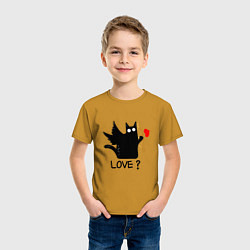 Футболка хлопковая детская LOVE CAT WHAT cat, цвет: горчичный — фото 2