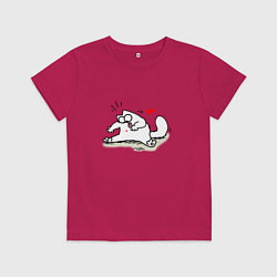Футболка хлопковая детская Кот Саймон Сердечко Love, цвет: маджента