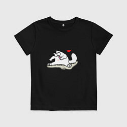 Футболка хлопковая детская Кот Саймон Сердечко Love, цвет: черный