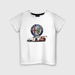 Футболка хлопковая детская Alfa Romeo - motorsport, цвет: белый