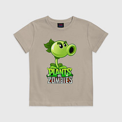 Футболка хлопковая детская Plants vs Zombies Горохострел, цвет: миндальный