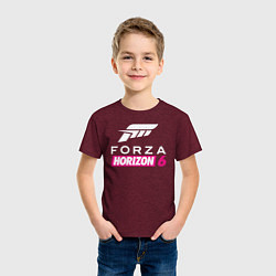 Футболка хлопковая детская Forza Horizon 6 logo, цвет: меланж-бордовый — фото 2