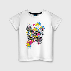 Футболка хлопковая детская Color & Skulls, цвет: белый