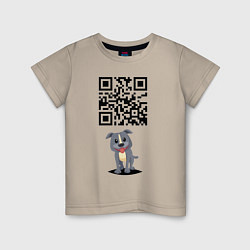 Футболка хлопковая детская Пожрать есть чё? QR-code!, цвет: миндальный