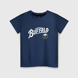 Футболка хлопковая детская Баффало Сейберз , Buffalo Sabres, цвет: тёмно-синий