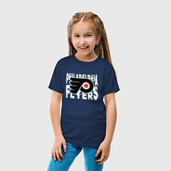 Футболка хлопковая детская Филадельфия Флайерз , Philadelphia Flyers, цвет: тёмно-синий — фото 2