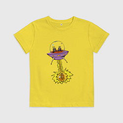 Футболка хлопковая детская Зайцы инопанетяне, цвет: желтый