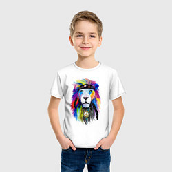 Футболка хлопковая детская Color lion! Neon!, цвет: белый — фото 2