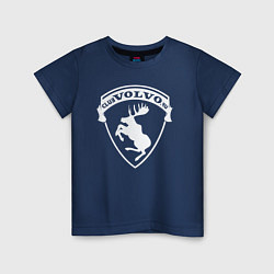 Футболка хлопковая детская Volvo логотип белый, цвет: тёмно-синий