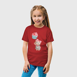 Футболка хлопковая детская Мишка с воздушным пирожным, цвет: красный — фото 2