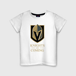 Футболка хлопковая детская Knights are coming , Вегас Голден Найтс , Vegas Go, цвет: белый