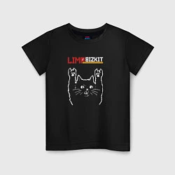 Футболка хлопковая детская Limp Bizkit рок кот, цвет: черный