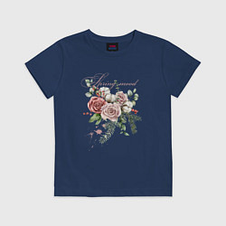 Футболка хлопковая детская Spring mood Flower, цвет: тёмно-синий