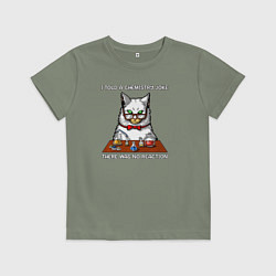 Футболка хлопковая детская Я рассказал химический анекдот, реакции не было, цвет: авокадо