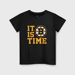 Футболка хлопковая детская It Is Boston Bruins Time, Бостон Брюинз, цвет: черный