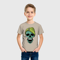 Футболка хлопковая детская New York Yankees Cool skull, цвет: миндальный — фото 2