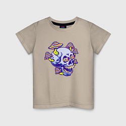 Футболка хлопковая детская Mushrooms & Skull, цвет: миндальный