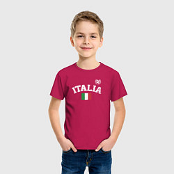 Футболка хлопковая детская Футбол Италия, цвет: маджента — фото 2