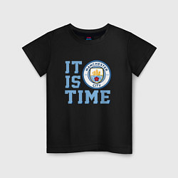 Футболка хлопковая детская It is Manchester City Time, цвет: черный
