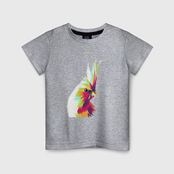 Футболка хлопковая детская Цветной попугай Colors parrot, цвет: меланж