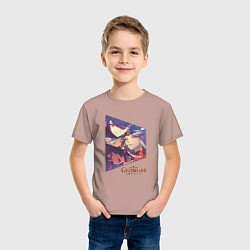 Футболка хлопковая детская Бэй Доу, Нин Гуан, Синь Янь, цвет: пыльно-розовый — фото 2