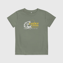 Футболка хлопковая детская Счастливая рыбацкая футболка не стирать, цвет: авокадо