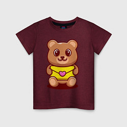 Футболка хлопковая детская Bear & Heart, цвет: меланж-бордовый