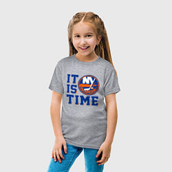 Футболка хлопковая детская It Is New York Islanders Time Нью Йорк Айлендерс, цвет: меланж — фото 2
