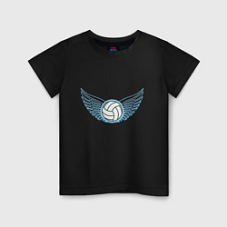 Футболка хлопковая детская Volleyball Wings, цвет: черный