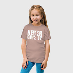 Футболка хлопковая детская NEVER GIVE UP НИКОГДА НЕ СДАВАЙСЯ СПОРТ, цвет: пыльно-розовый — фото 2