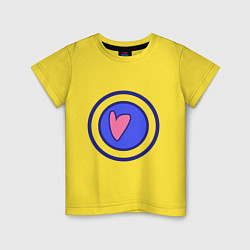 Футболка хлопковая детская Сердце в круге с обводкой, цвет: желтый
