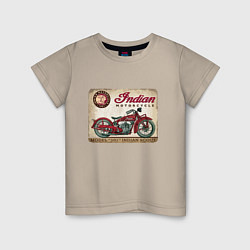 Футболка хлопковая детская Indian motorcycle 1901, цвет: миндальный