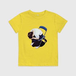 Футболка хлопковая детская Синдзи Икари на стуле, цвет: желтый