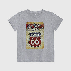 Футболка хлопковая детская Получи удовольствие от трассы 66!, цвет: меланж