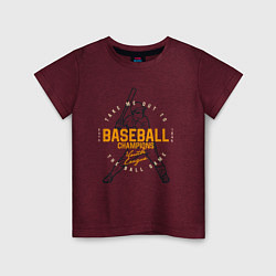 Футболка хлопковая детская Американский бейсбол, цвет: меланж-бордовый