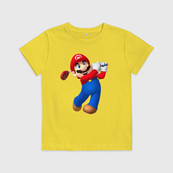 Футболка хлопковая детская Марио - крутейший гольфист Super Mario, цвет: желтый