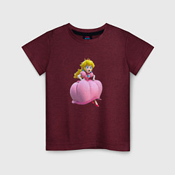 Футболка хлопковая детская Принцесса Персик Super Mario Beauty, цвет: меланж-бордовый
