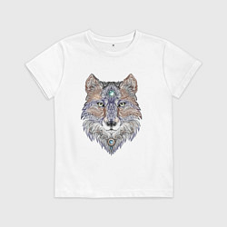 Футболка хлопковая детская Точечный волк, цвет: белый