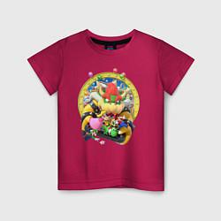 Футболка хлопковая детская Mario Party Team of heroes, цвет: маджента