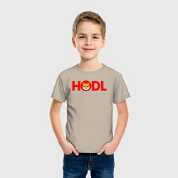 Футболка хлопковая детская HODL Shiba, цвет: миндальный — фото 2