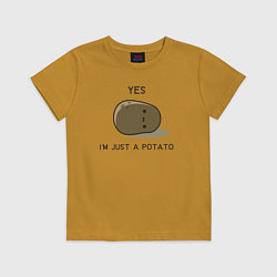 Футболка хлопковая детская Yes, im just a potato, цвет: горчичный