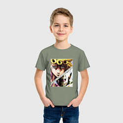 Футболка хлопковая детская Джорно Джованна из ДжоДжо, цвет: авокадо — фото 2