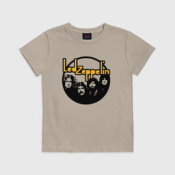 Футболка хлопковая детская Led Zeppelin Лед Зеппелин, цвет: миндальный